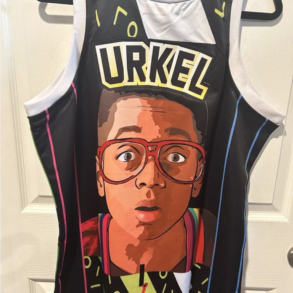 Headgear Classics Steve Urkel’ Family Matters’ Graphic  Basketball Jersey. NWT